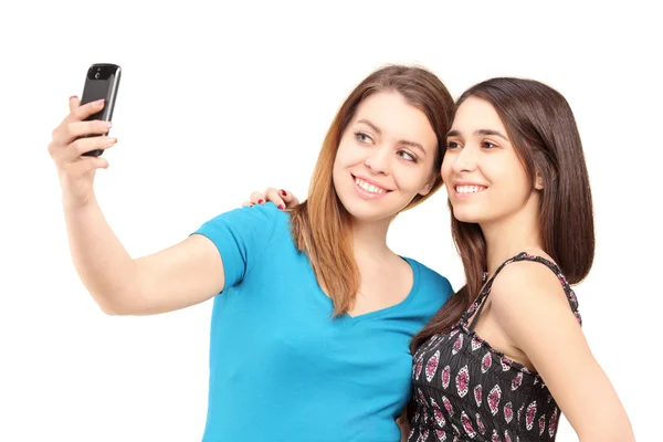 Dos adolescentes tomando fotos de sí mismos — Foto de Stock