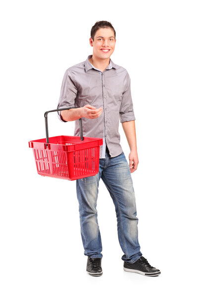 Man holding shopping basket