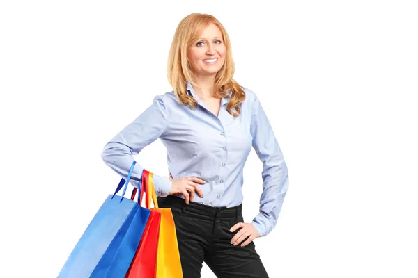 Donna con shopping bags — Foto Stock