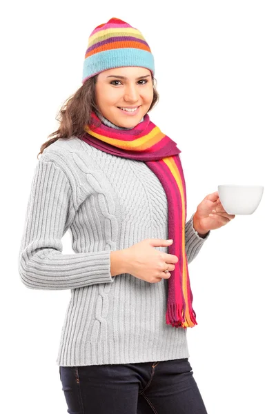 Female holding cup of tea — Stock Photo, Image