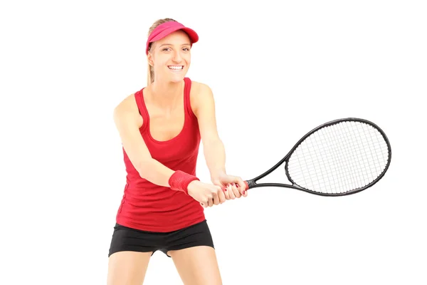 Kobieta, grać w tenisa — Zdjęcie stockowe