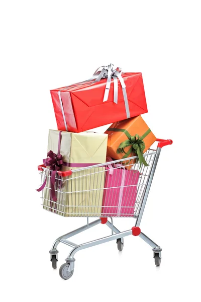 Cart full with gifts — Stock Photo, Image