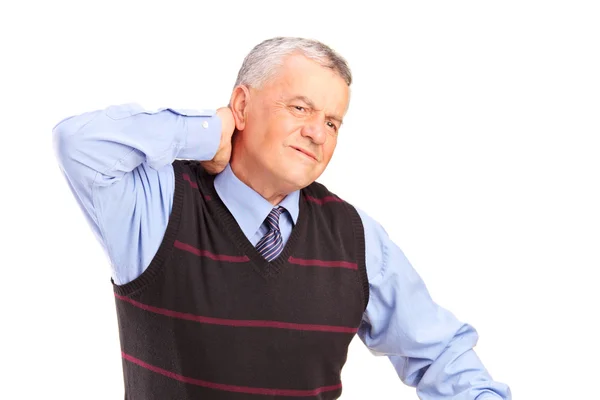 Gentleman leidet unter Nackenschmerzen — Stockfoto