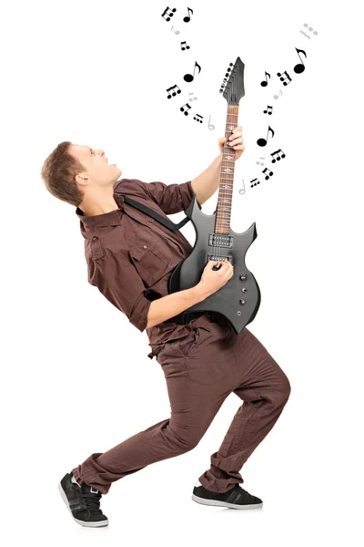 Rock star playing on guitar — Stock Photo, Image