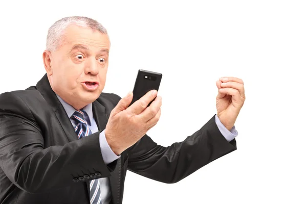 Manager screaming on mobile phone — Stock Photo, Image