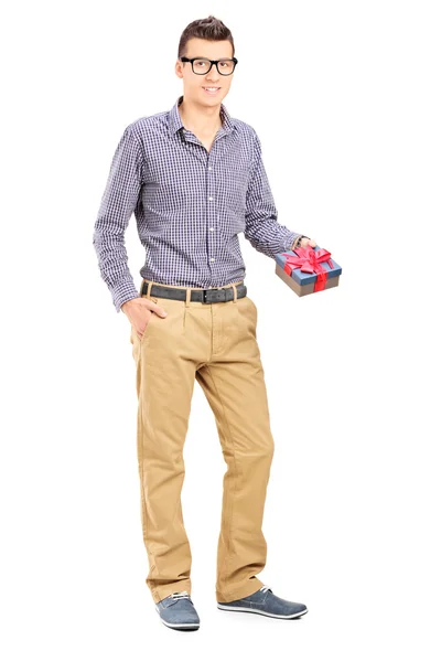 Man holding present — Stock Photo, Image