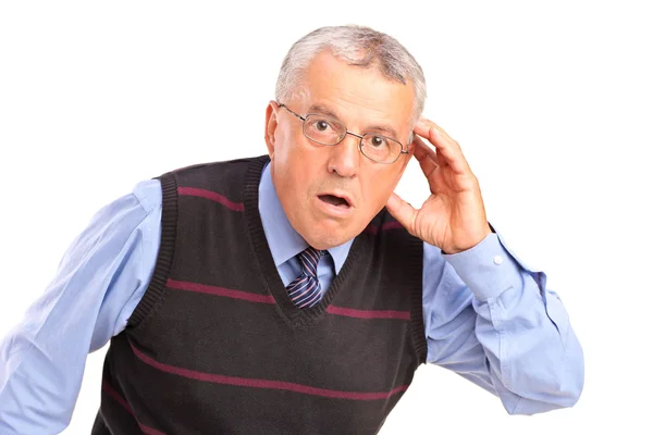 Mature man gesturing what — Stock Photo, Image