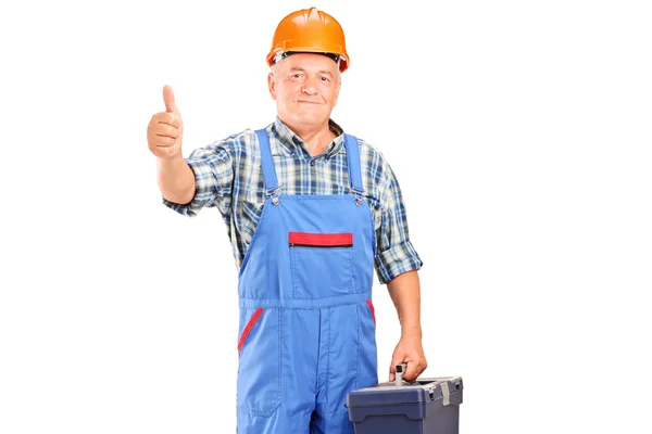 Worker giving thumb up — Stock Photo, Image