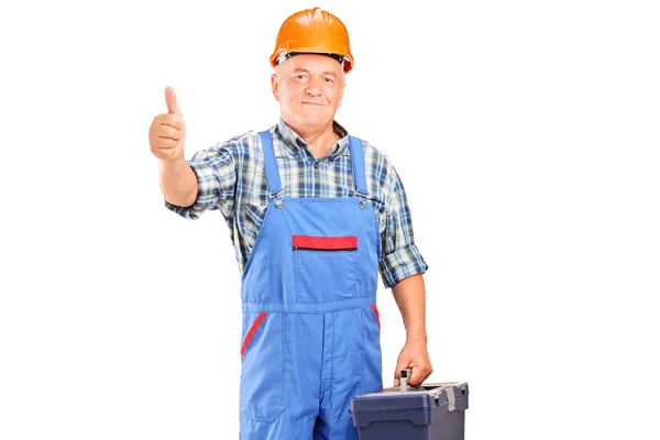 Trabajador dando pulgar hacia arriba —  Fotos de Stock