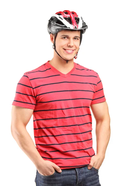 Male athlete wearing helmet — Stock Photo, Image