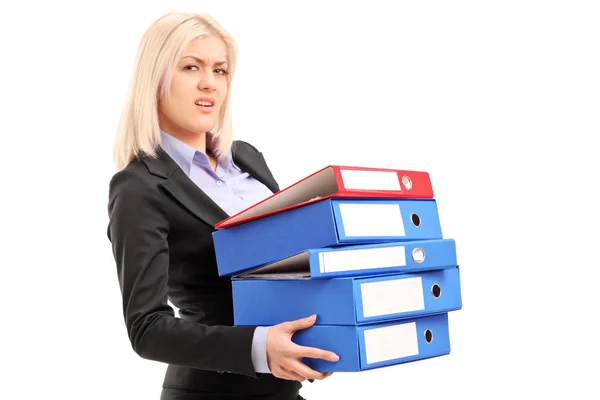 Professional woman holding folders — Stock Photo, Image