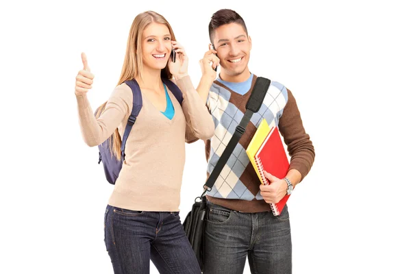 Students talking on phone — Stock Photo, Image