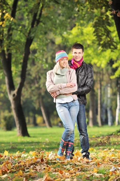 Paar umarmt sich im Park — Stockfoto