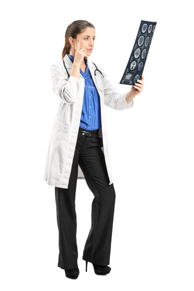 Female doctor analyzing an x-ray — Stock Photo, Image