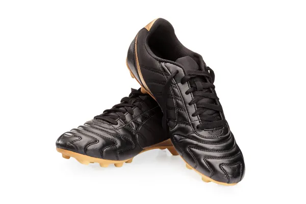 Scarpe da calcio in pelle nera — Foto Stock