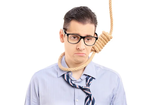 Man executing suicide with rope — Stock Photo, Image