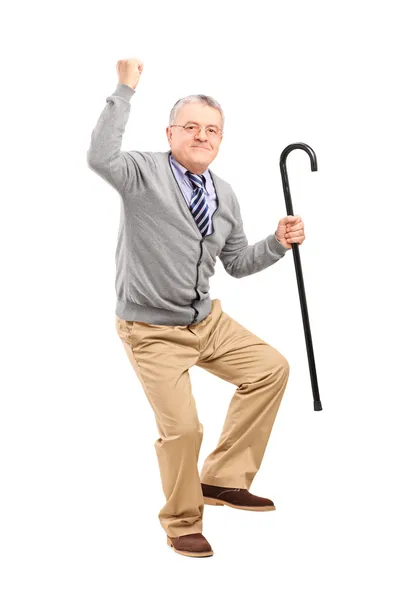 年配の男性人持ち株杖 — ストック写真