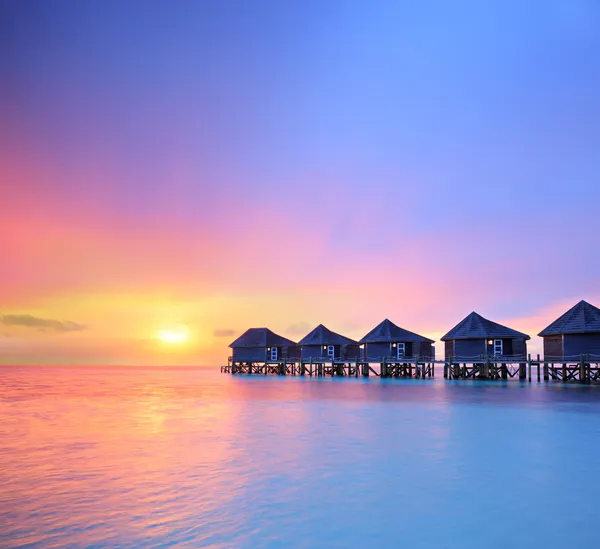 Maldives island and water villas Stock Image