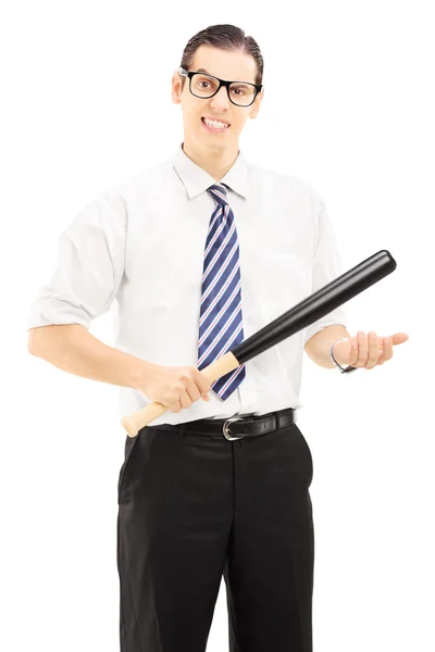 Male holding baseball bat — Stock Photo, Image