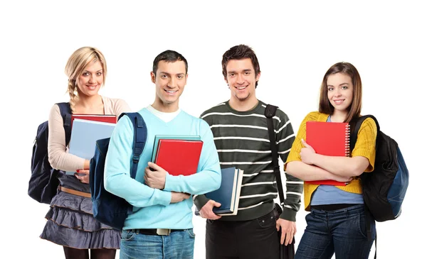 Four students with books Stock Photo