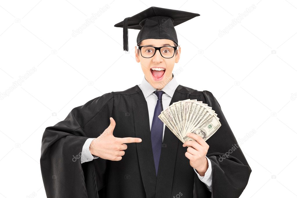 Student holding cash