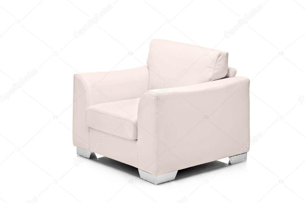 Leather white armchair