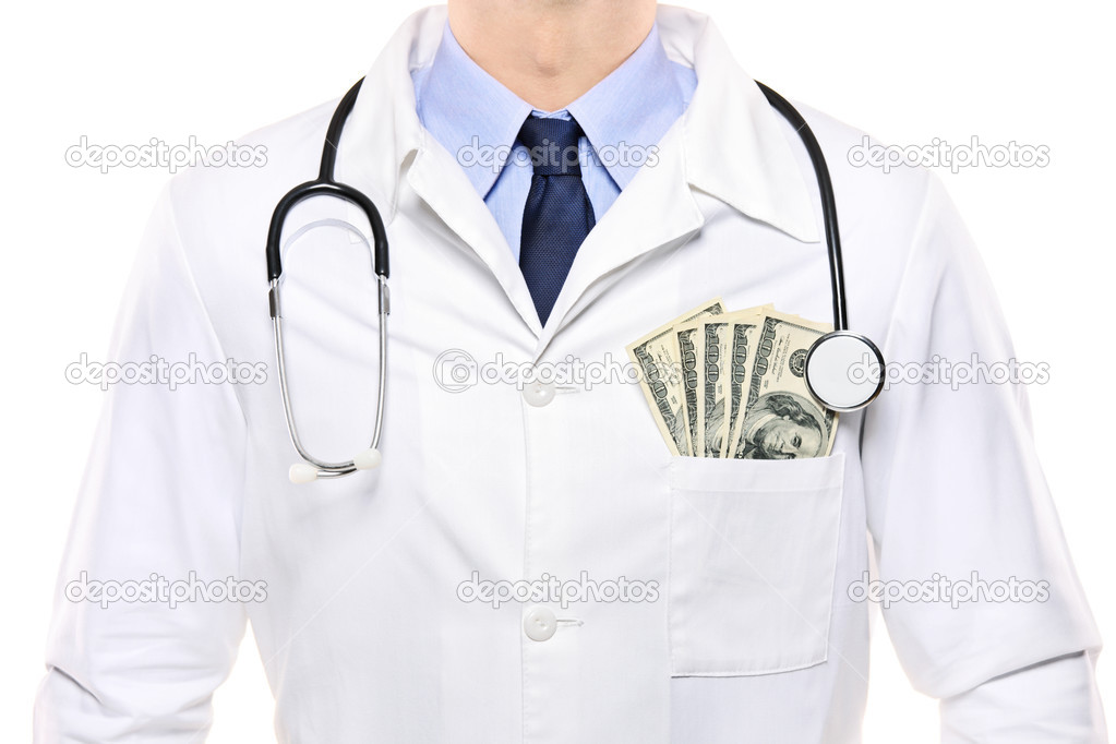 Doctor with US dollars in pocket