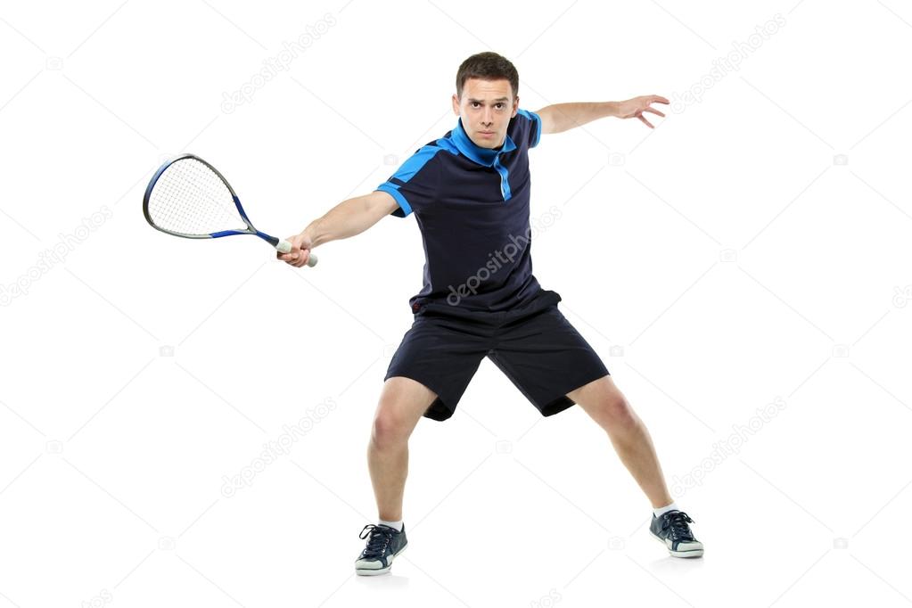 Squash player playing