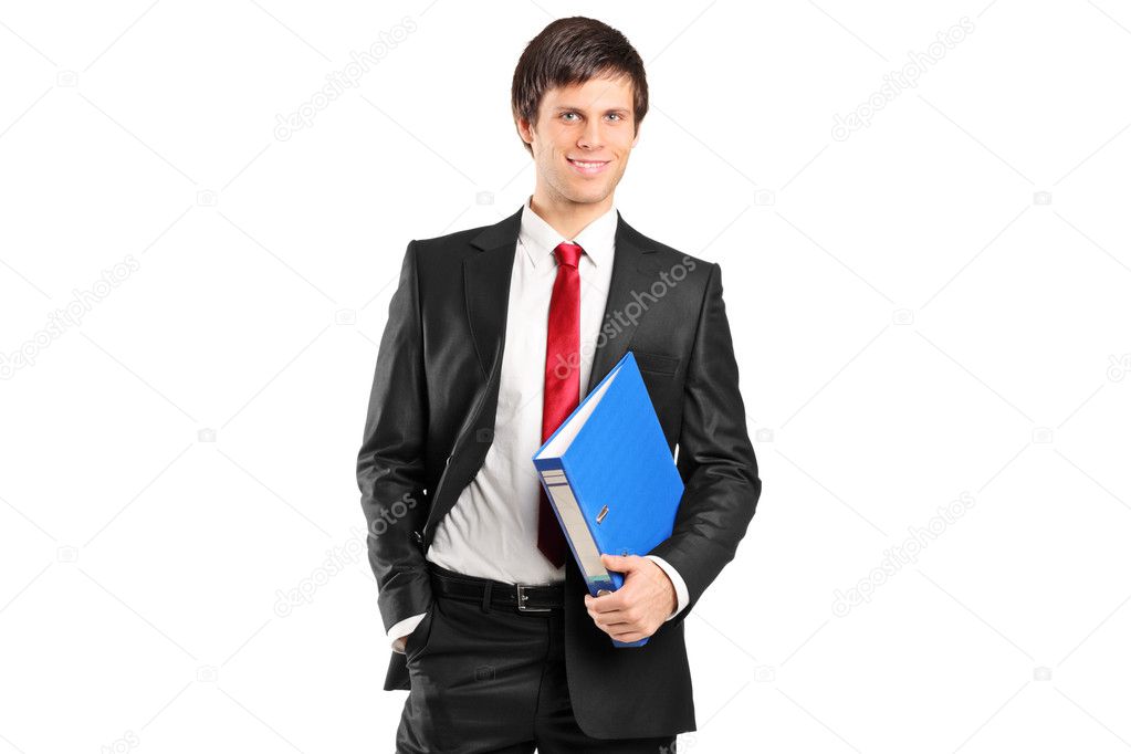 Businessman holding documents