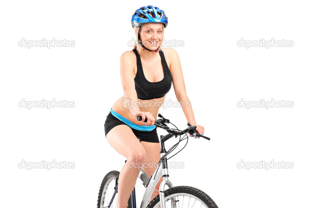Female biker on bike