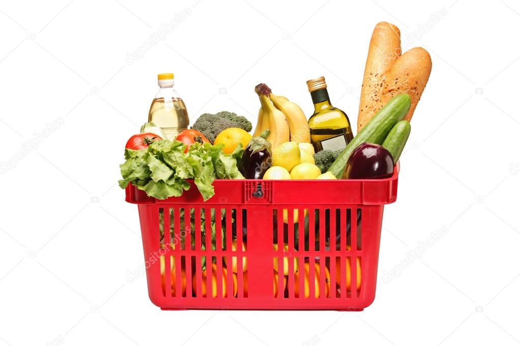 Shopping basket full with groceries — Stock Photo © ljsphotography