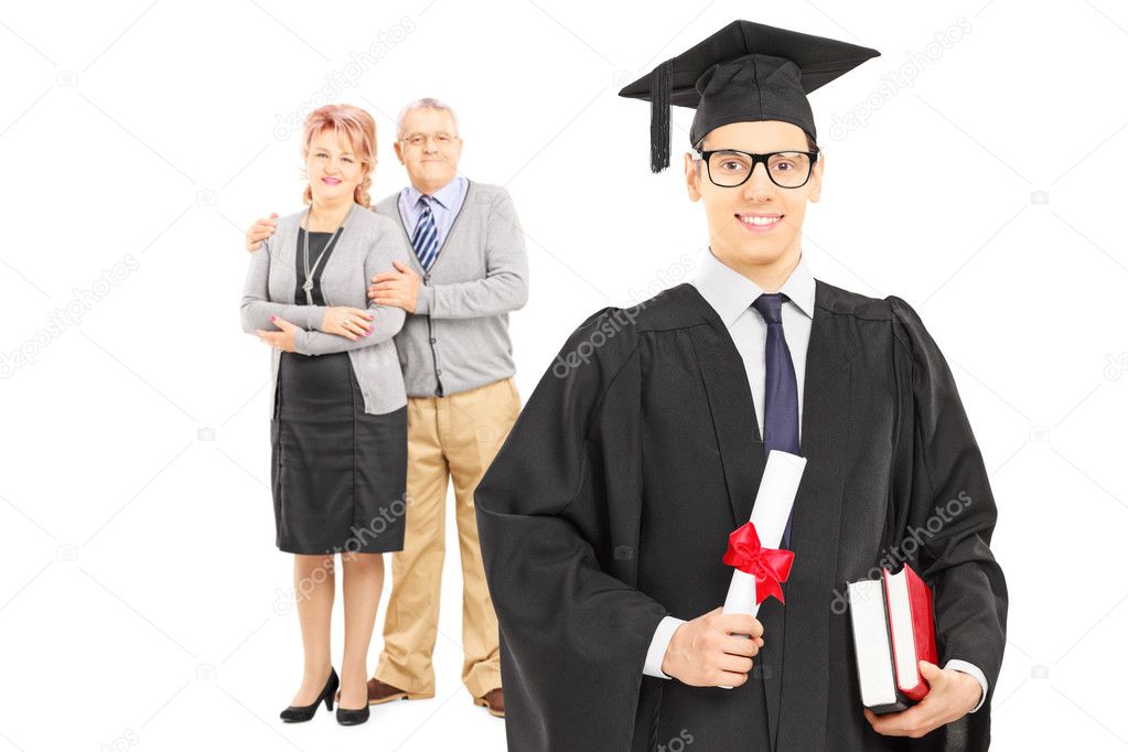 College graduate and his parents