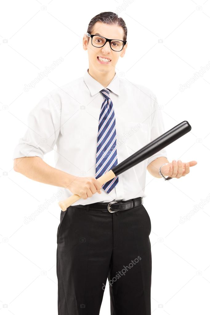 Male holding baseball bat — Stock Photo © ljsphotography 45887613