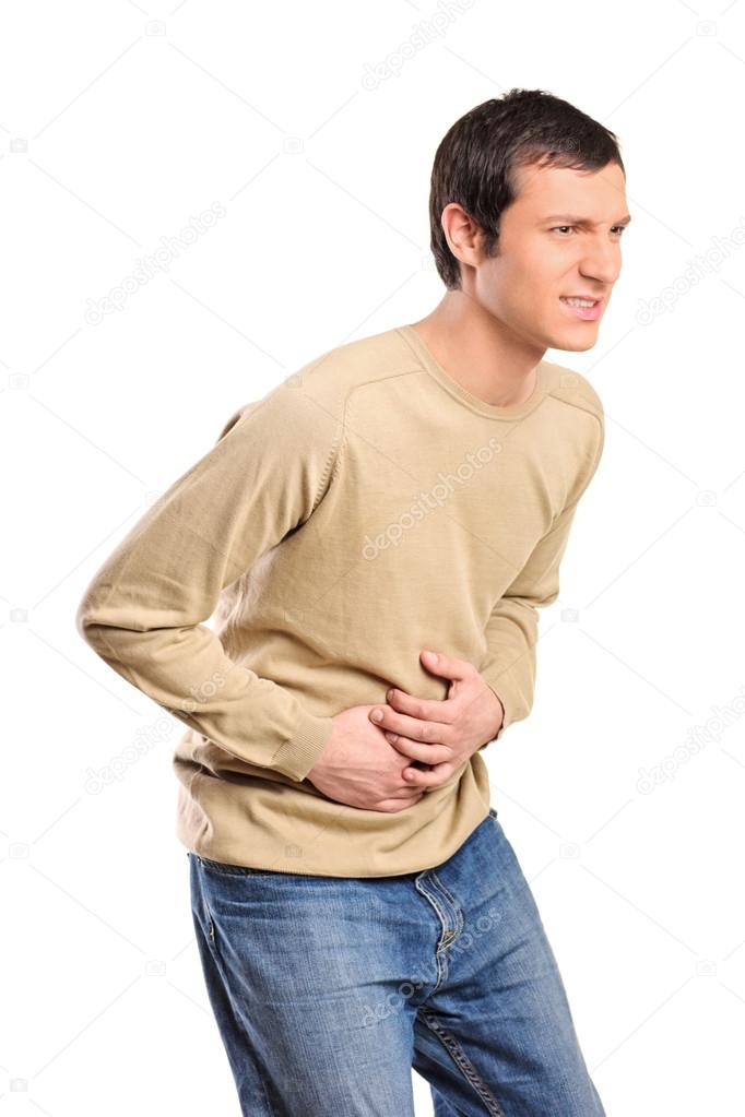 Man suffering from stomach ache