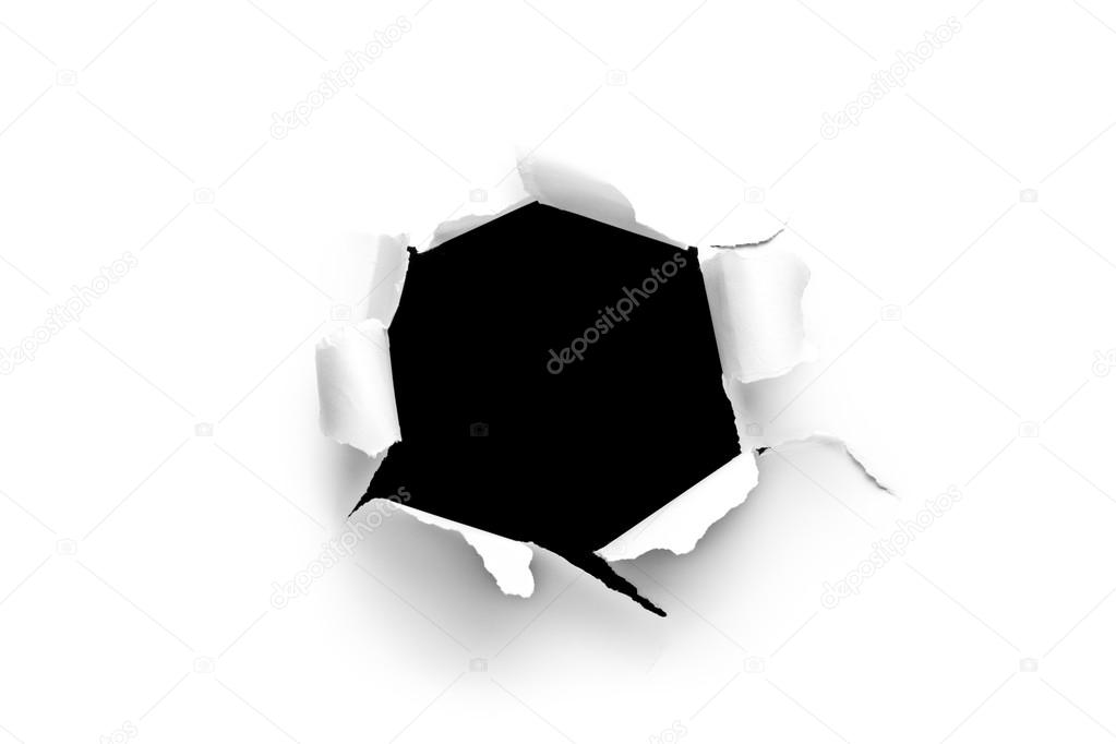 Sheet of paper with round hole