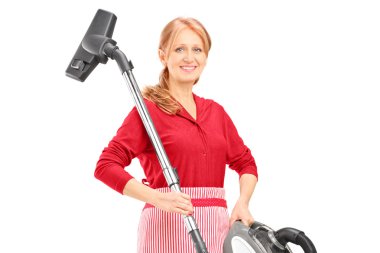 kadın holding elektrikli süpürge