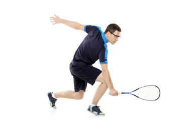 squash oyuncu oynarken