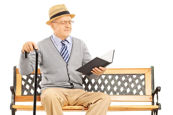 Senior die een boek leest — Stockfoto