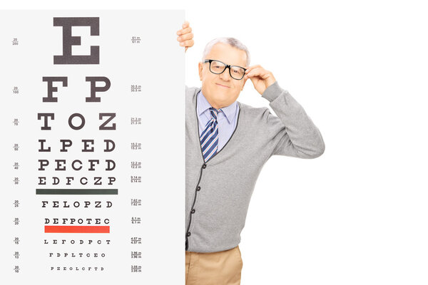 Senior gentleman behind eyesight test
