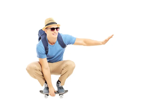 Student schaatsen op skate board — Stockfoto