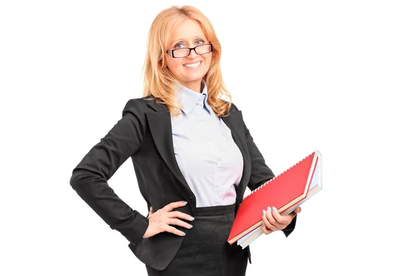 Teacher holding notebook — Stock Photo, Image