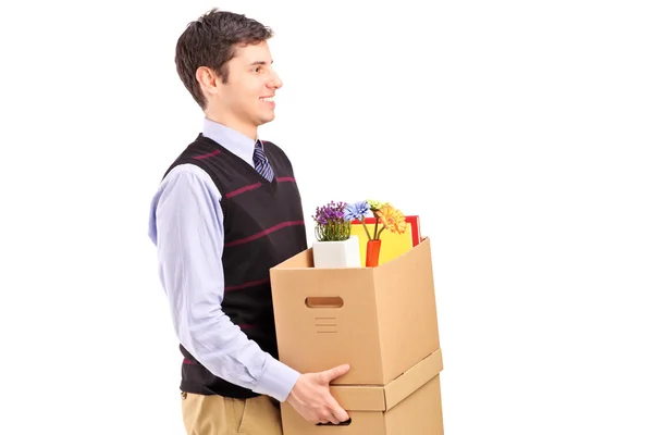 Male with boxes moving — Stock Photo, Image