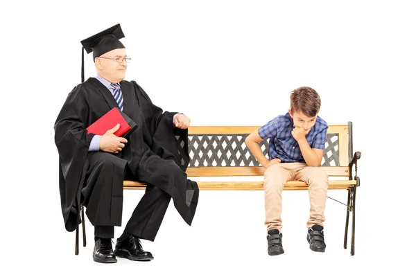 Professor and thoughtful kid — Stock Photo, Image