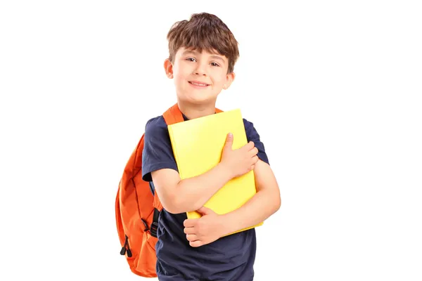 School boy holding notebook — Stock Photo, Image