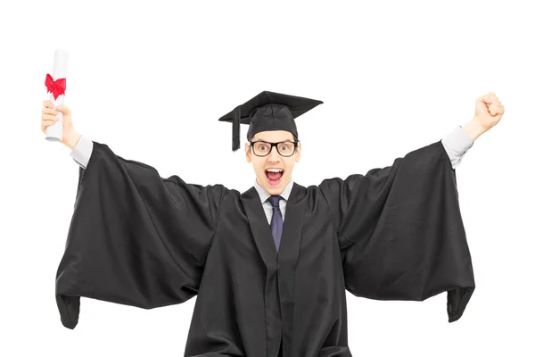 Estudiante muy alegre celebrando la graduación —  Fotos de Stock