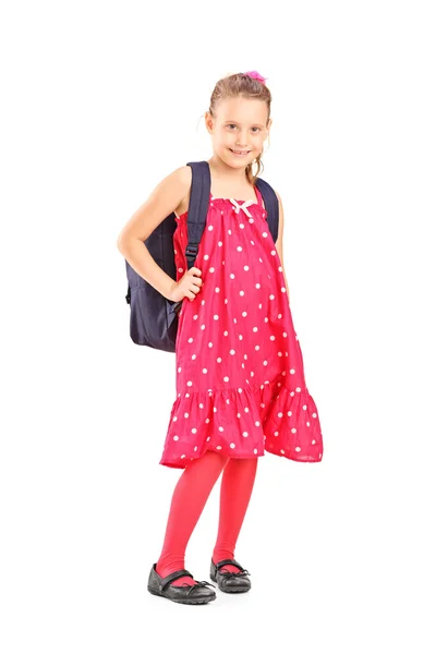 Little girl posing with backpack — Stock Photo, Image