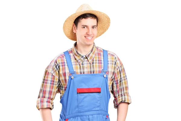 Młody mężczyzna rolnik uśmiechający się — Zdjęcie stockowe