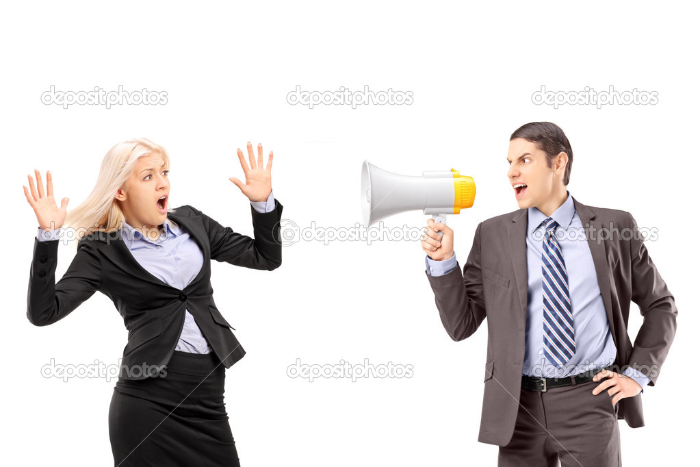 Businesswoman and manager shouting