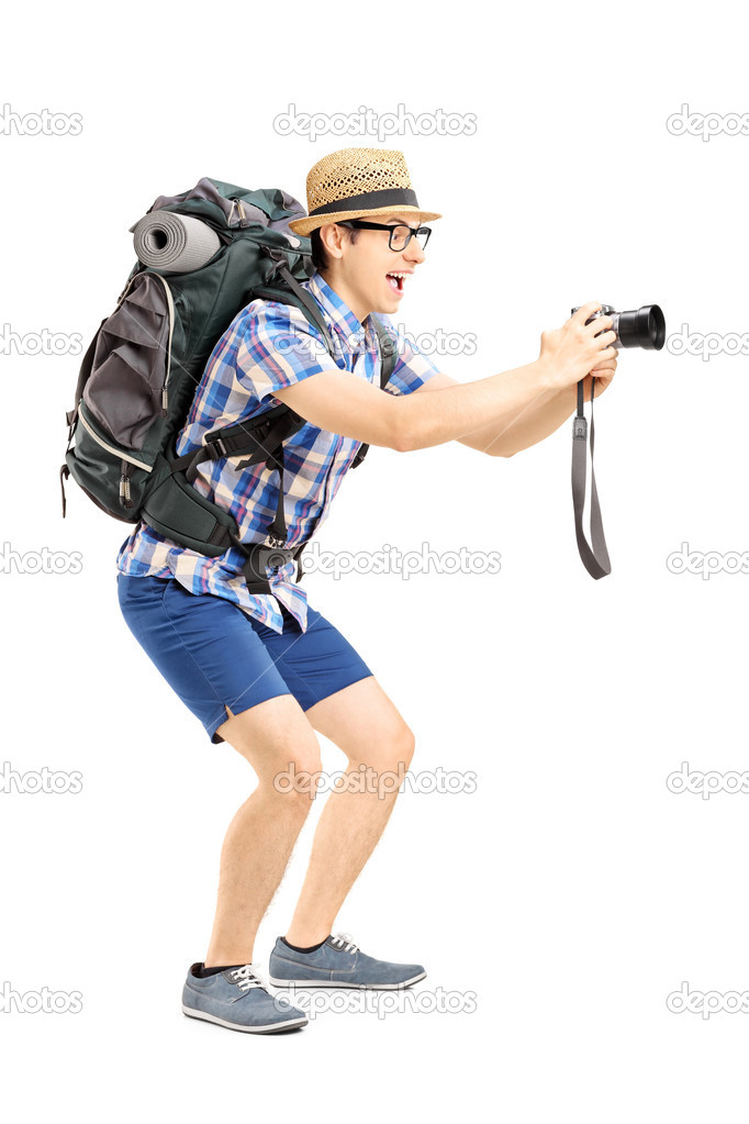 Male tourist taking picture