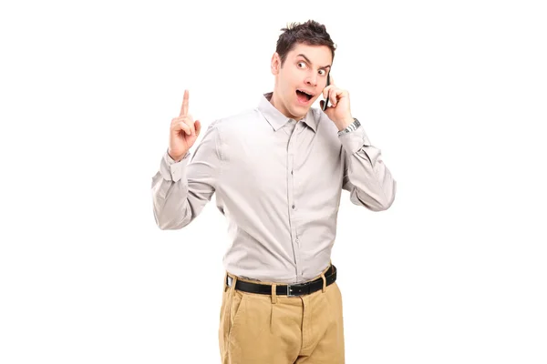 Man speaking on cell phone — Stock Photo, Image